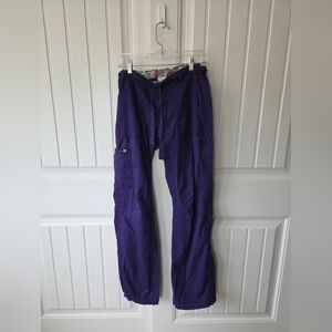 Koi Lindsey Scrub Pant Small Tall Purpl Cargo Drawsting Elastic Nurse